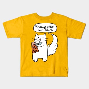 Cat Using Sun Lotion Kids T-Shirt